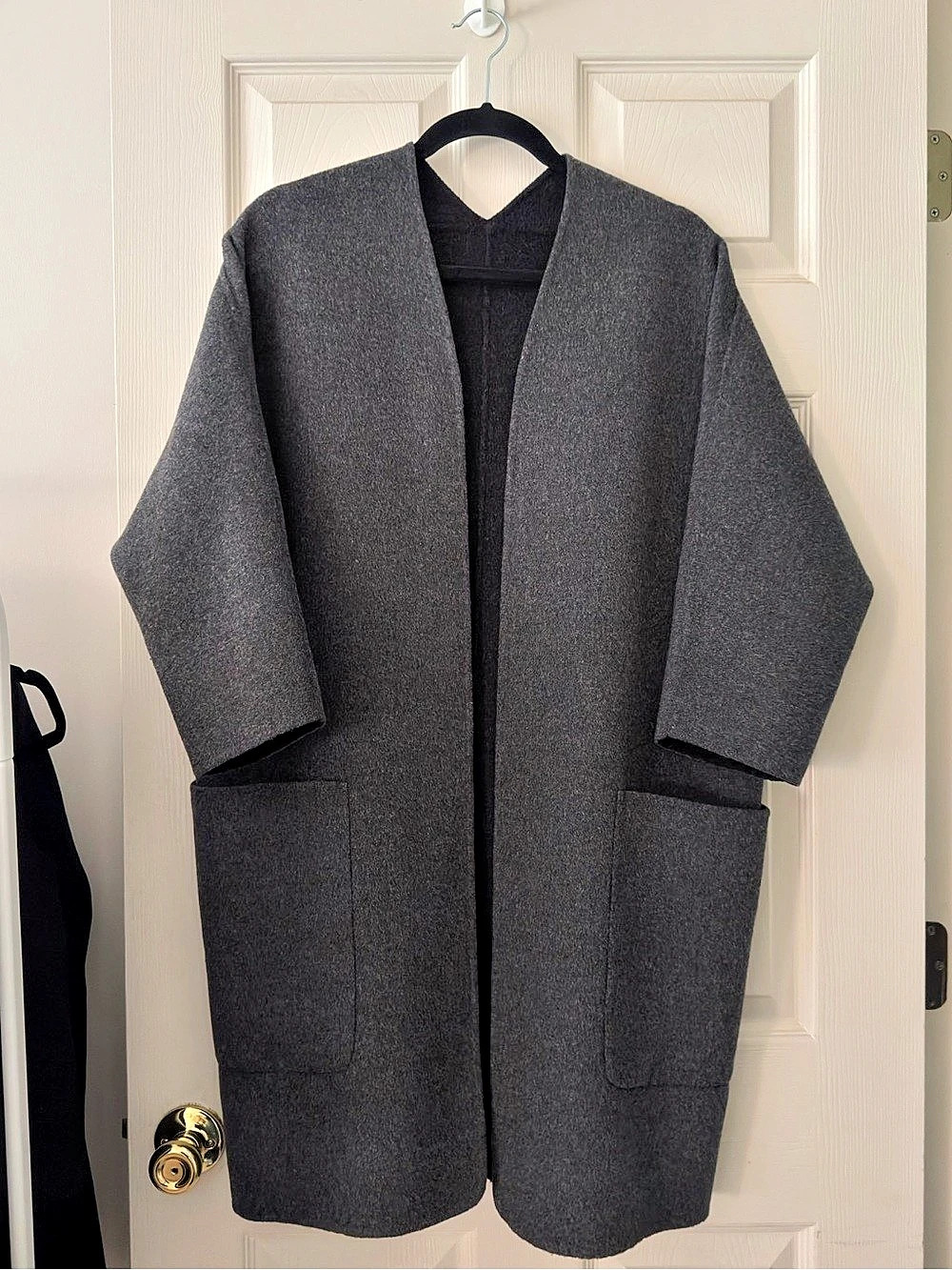 Vince Double-Face Wool-Cashmere Open Cardigan Coat Gray XS